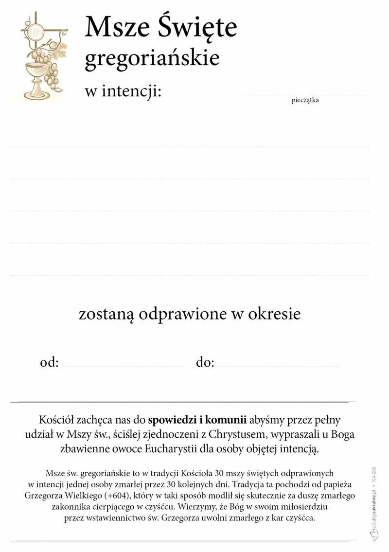 Ceny mszy gregoriańskich w Polsce