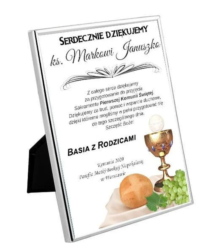 Podziękowania dla księdza za modlitwę